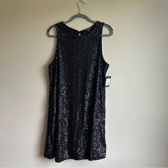 MARINA | Dresses | Nwt Marina Black Sequin Aline Mini Dress 6